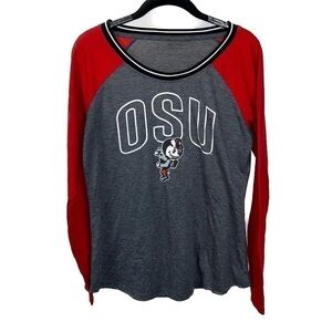 Ohio State University Shirt Long Sleeve Scoop U-neck OSU Brutus Graphic Top